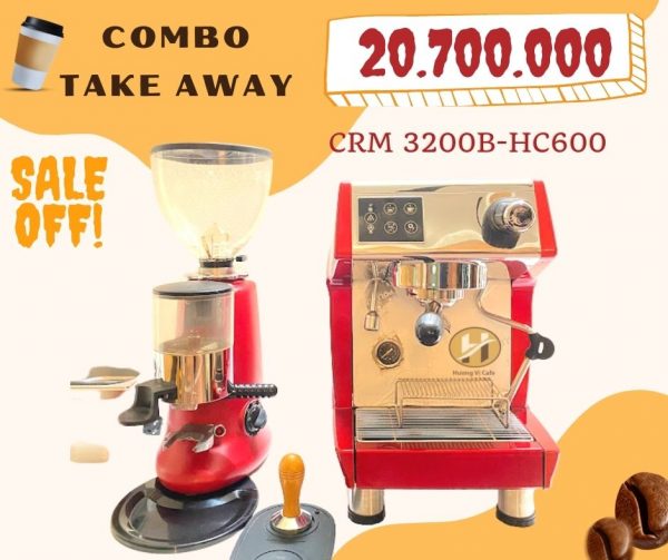 combo máy pha cà phê và máy xay crm3200 hc600